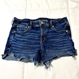 American Eagle Outfitters Women's Distressed Midi Blue Jean Shorts • Sz 10